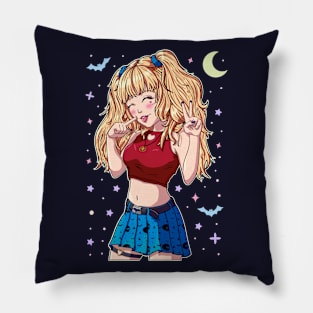 Cute Anime Girl Blonde Pillow