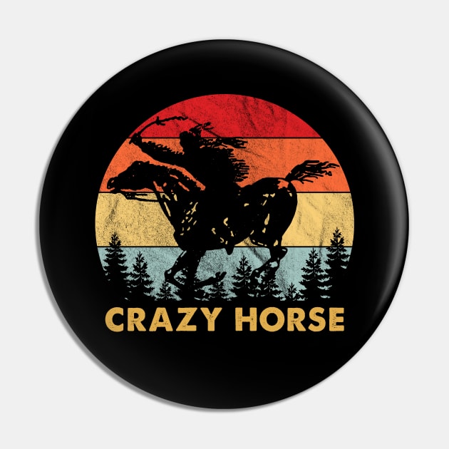 Retro Vintage Crazy Horse Pin by Symmetry Stunning Portrait