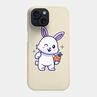 Cute Rabbit Holding Carrot With Thumb Up Cartoon Phone Case