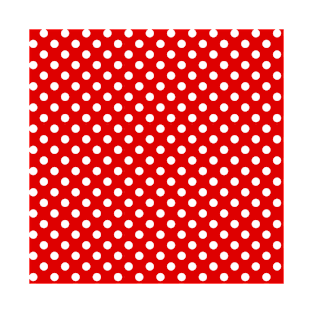 White Polka Dots Pattern on Red Background T-Shirt