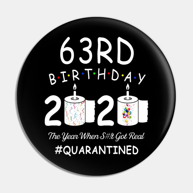 63rd Birthday 2020 The Year When Shit Got Real Quarantined Pin by Kagina