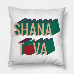 3D retro style Shana Tova apple Pillow