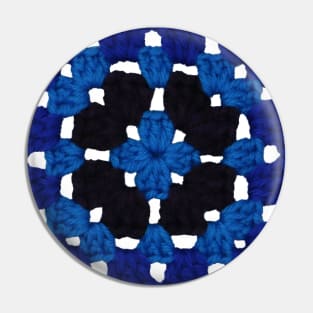 Blue Flower Vintage Crochet Granny Square Pin