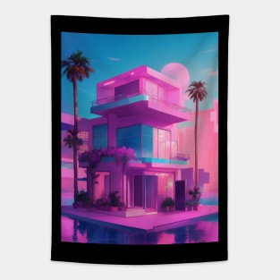 Vaporwave beach house Tapestry