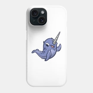 Happy Little Narwhal Waves Hi! (Slate with Shading) Phone Case