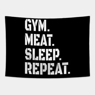 GYM MEAT SLEEP REPEAT CARNIVORE STENCIL ATHLETIC SPORT STYLE Tapestry