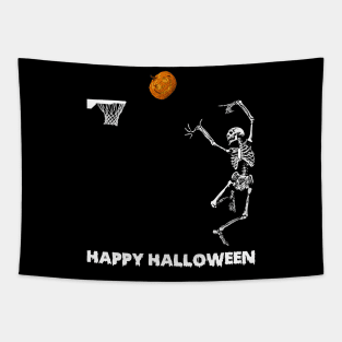 Skeleton basketball tshirt halloween funny gift t-shirt Tapestry