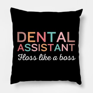 Floss like a boss Funny Retro Pediatric Dental Assistant Hygienist Office Pillow