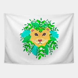 botanical gouache painted lion Tapestry