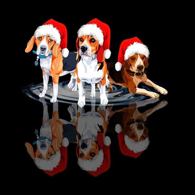 Shadow Beagle Dog Christmas Sweatershirt Cute Beagle Santar Hat Gift T-Shirt by kimmygoderteart