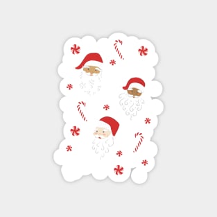 Peppermint Santas on Vivid Teal Magnet