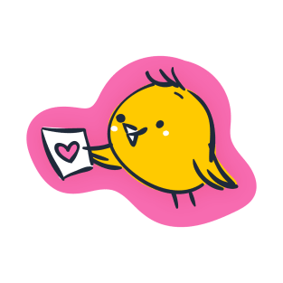 Cute Little Yellow Bird With Love Note T-Shirt