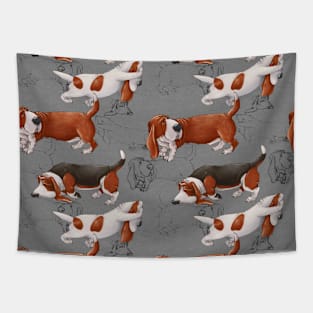 Funny Basset Hound. Drawn dog. Tapestry