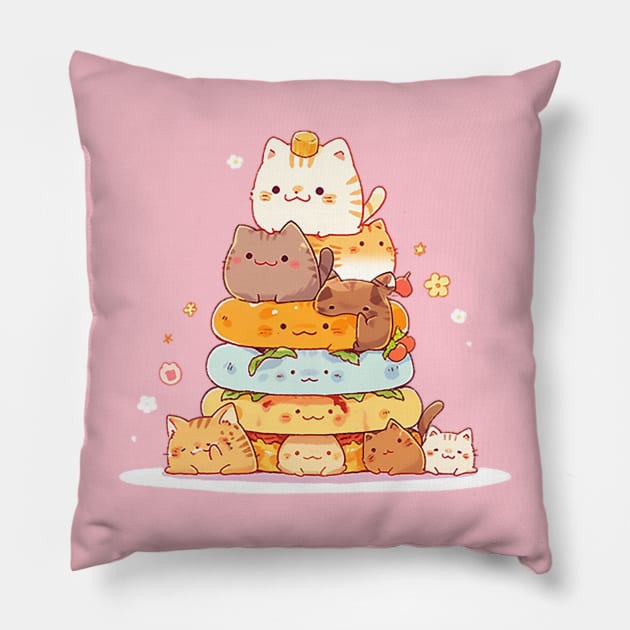 cute cat pile Pillow by WahomeV