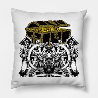 The Treasure with Coins and Jewels of the Pirate Captain Without Mercy Pillow