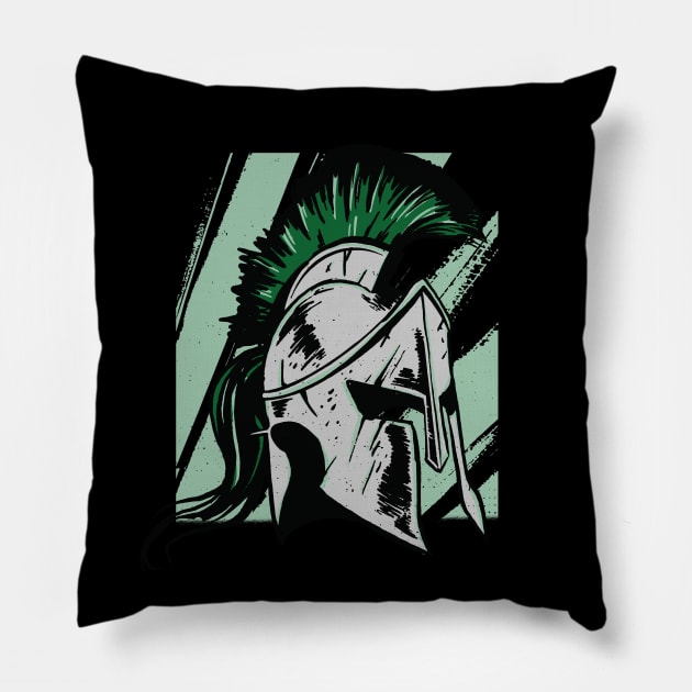 Gritty Spartan Helment Illustration Pillow by SLAG_Creative