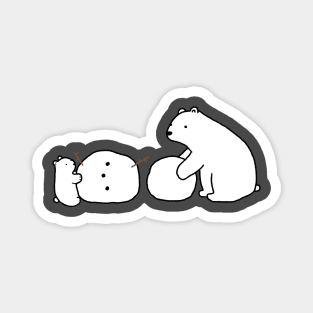 Polar Bear and Snowman Magnet