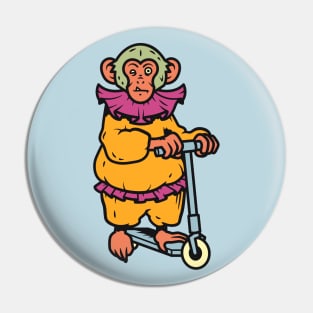 Vintage Cartoon Circus Monkey on a Scooter Pin