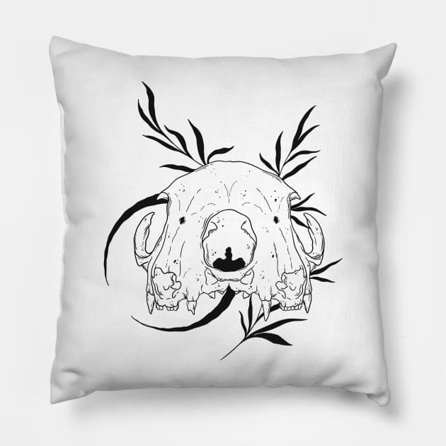 Twin Cat Skull Pillow by Cosmic Queers