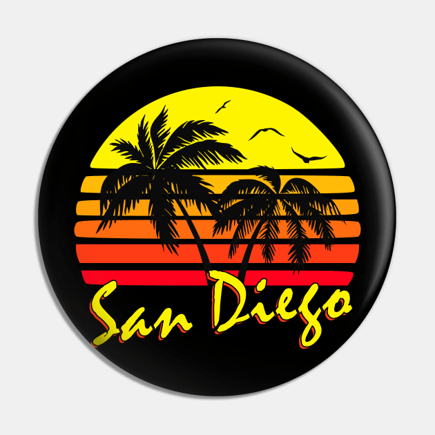 San Diego Retro Sunset Pin by Nerd_art