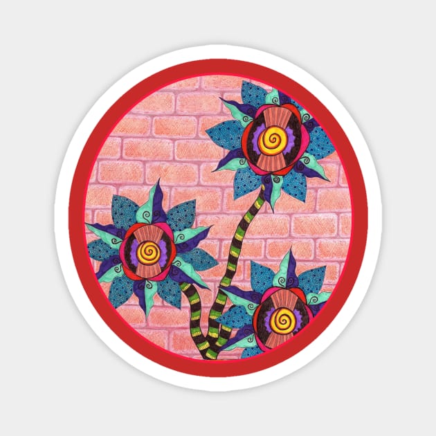 Brick Wall Flower Pot in Color Magnet by okhismakingart_