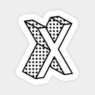 3D Ben Day Dot Isometric Letter X Magnet