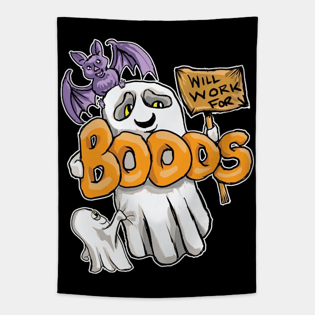 Will Work For Booos Ghost Tapestry by Shawnsonart