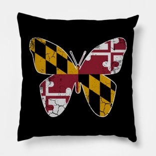 Maryland Flag Butterfly Butterflies Art Vintage Graphic Pillow