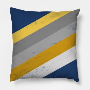 Mustard, Ochre, Yellow, Grey and Blue Stripes Pillow