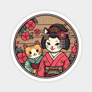 Japanese cat Ukiyo e cat mom Magnet