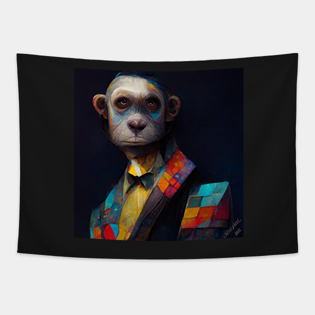 Herlof - Colorful Cubic Multidimensional Monkey Tapestry by JediNeil
