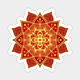 Gold and Red Floral Mandala Magnet