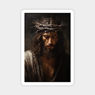 Jesus Christ Wearing Crown of Thorns in Prayer Magnet