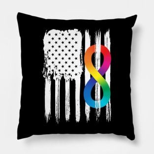 Rainbow Infinity Symbol With American Flag Pillow