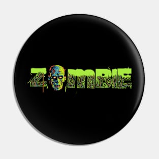 Zombie Head Typography Pin