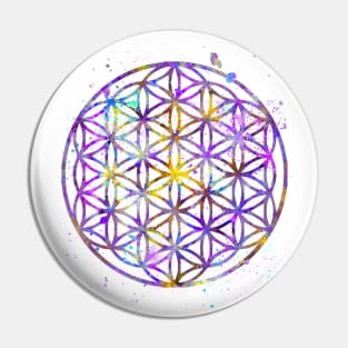 Flower Of Life Watercolor Painting Pin