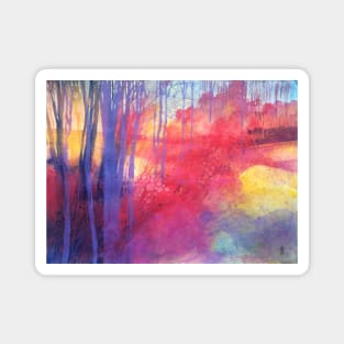 Beyond the path of autumn beech trees Magnet