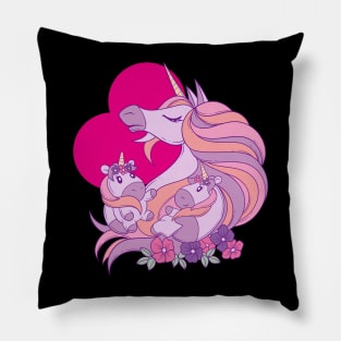 Unicorn mom with unicorn daughters Pillow