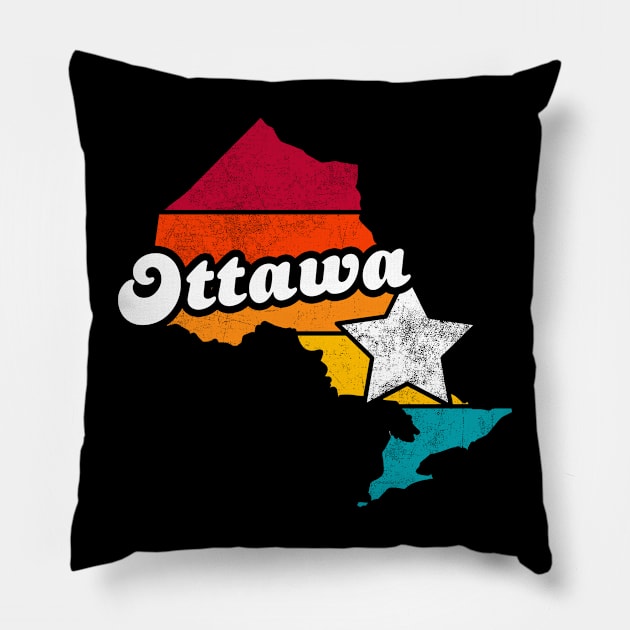 Ottawa Ontario Canada Vintage Distressed Souvenir Pillow by NickDezArts