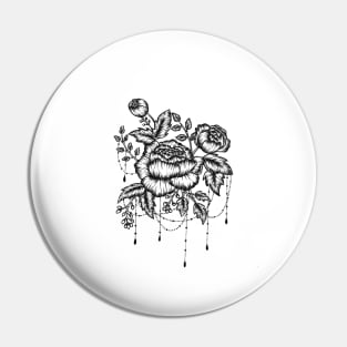 Black and white floral sketch Pin