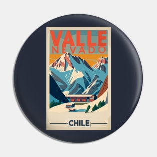 A Vintage Travel Art of Valle Nevado - Chile Pin