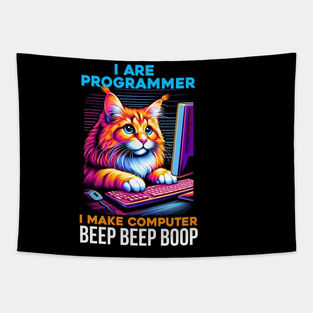 I Are Programmer Computer Cat Beep Boop I Funny IT Classic Tapestry by T-shirt US