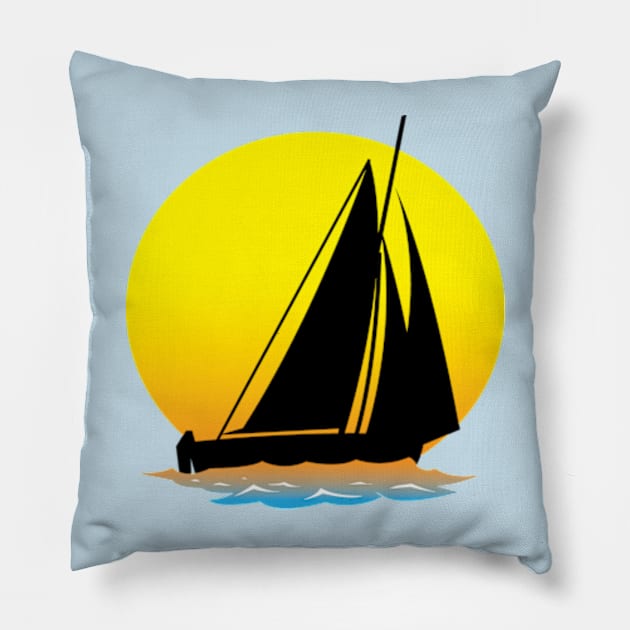 Sailboat Pillow by Illustratorator