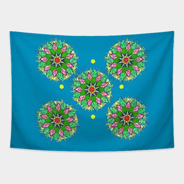 Joyful Floral Mandala Edition 2 Tapestry by Blissful Drizzle