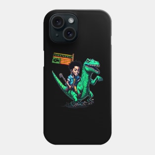 Juneteenth black king riding t rex dino funny boys kids flag Phone Case