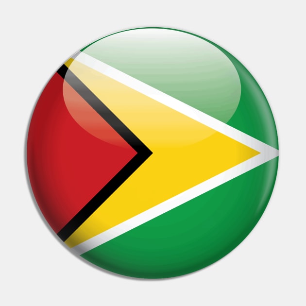 Guyana National Flag Glossy Button Pin by IslandConcepts