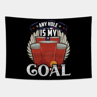 Any Hole Is My Goal Beer Pong Patriotic USA Tapestry