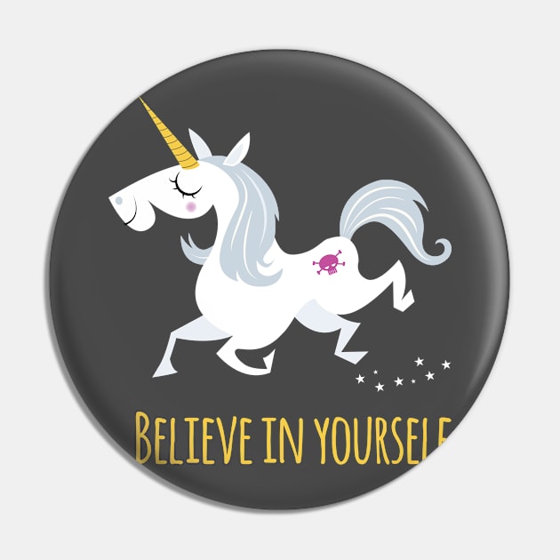 Believe Unicorn Pin by ZigZazzle