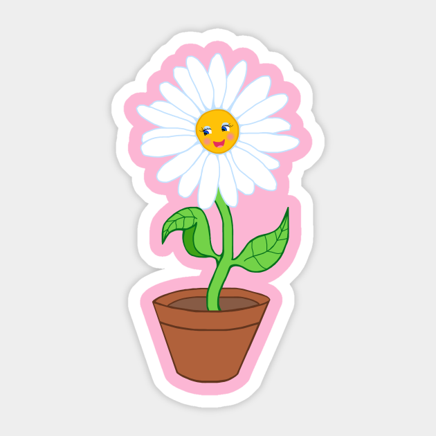 Smiling Daisy Flower Girl - Flower Cartoon - Sticker | TeePublic Smiling Daisy Flower Girl - Flower Cartoon - Sticker | TeePublic
