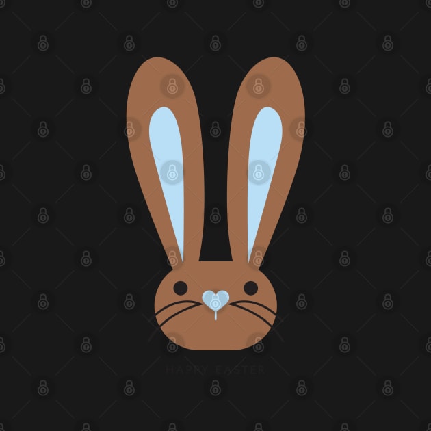 Happy Easter Blue Heart Brown Bunny by VicEllisArt